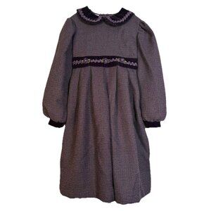 Vintage Plaid Dress Bonnie Jean NY Girls Sz 6 Holiday Velvet Bows Holiday USA ￼